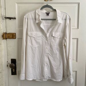 Eddie Bauer Women’s White Button-Up Shirt Size XXL
